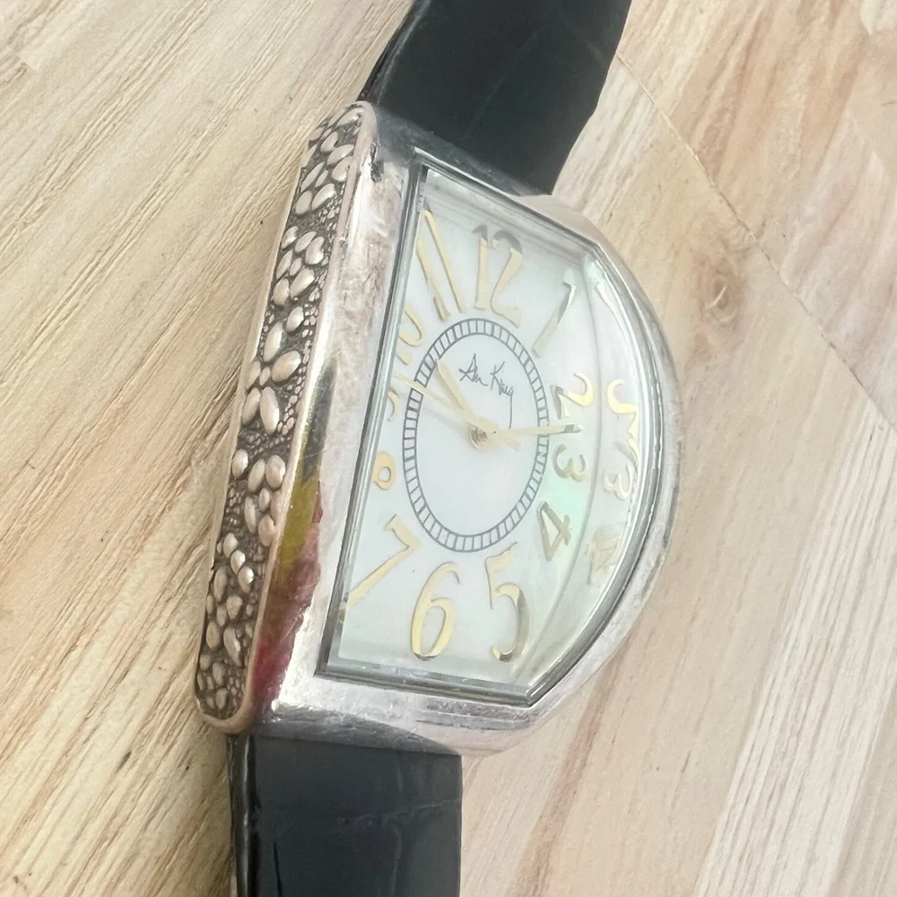 Ann King embrace ladies Curvex Sterling silver dress watch NEW BATTERY